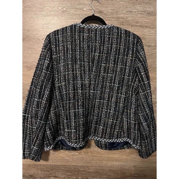 Talbots Plus Size 16 Blue Houndstooth Blazer Coat Suit Business Casual Career - Picture 10 of 11